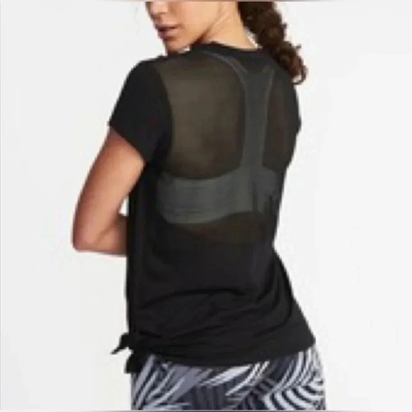 Old Navy, Size L, Black Relaxed Mesh-Back Side-Tie Tee - Picture 10 of 13